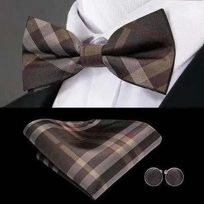 Business Red Color Butterfly Bow Tie Pocket Square Cufflinks Suit Set For Men Adjustable Self Bowtie Formal Bowtie Set Solid Color Necktie Silk Bow Tie Pocket Square Cuff Links