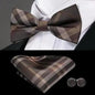 Business Red Color Butterfly Bow Tie Pocket Square Cufflinks Suit Set For Men Adjustable Self Bowtie Formal Bowtie Set Solid Color Necktie Silk Bow Tie Pocket Square Cuff Links