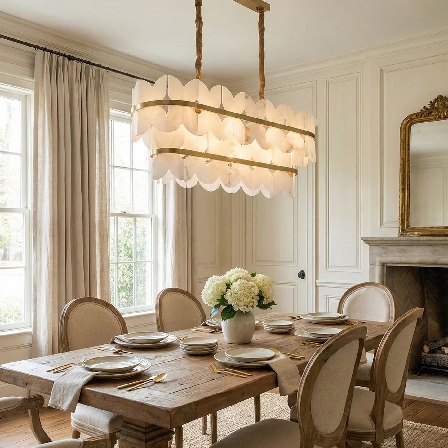 Butterfly Alabaster Round Chandelier