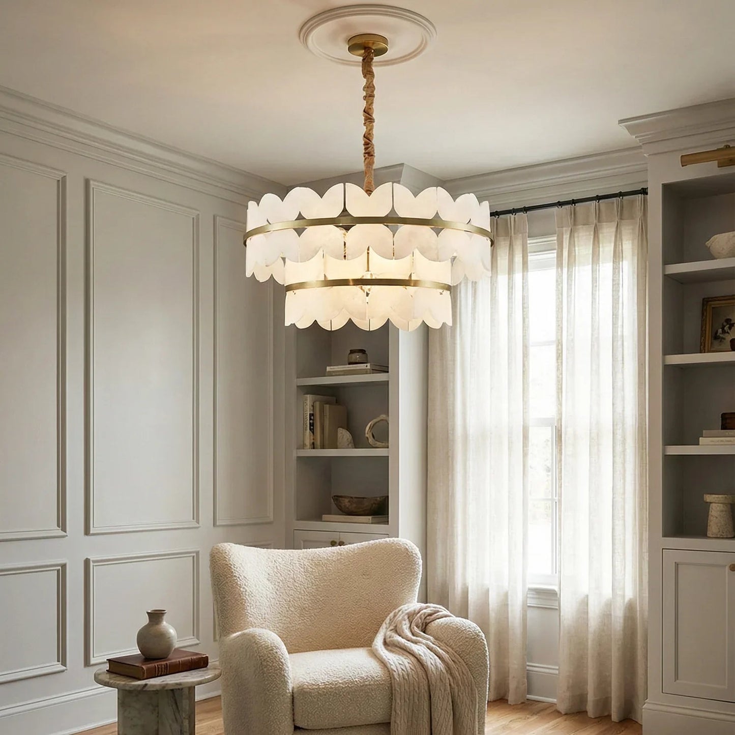Butterfly Alabaster Round Chandelier