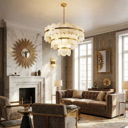 Butterfly Alabaster Round Chandelier