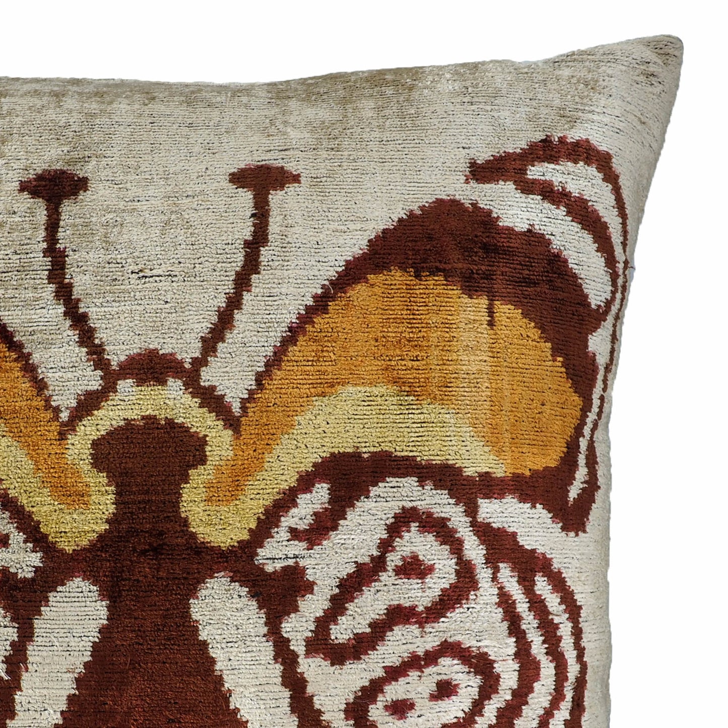 Butterfly Silk Velvet Ikat Throw Pillow Cover 24'' X 24''