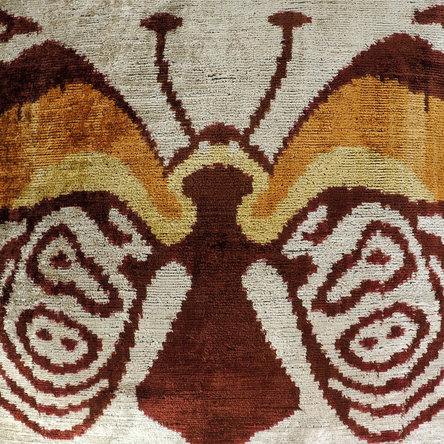 Butterfly Silk Velvet Ikat Throw Pillow Cover 24'' X 24''