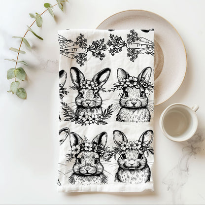 B&W Bunnies Towel