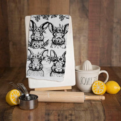 B&W Bunnies Towel