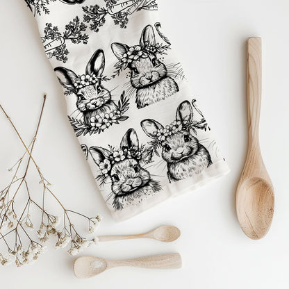 B&W Bunnies Towel