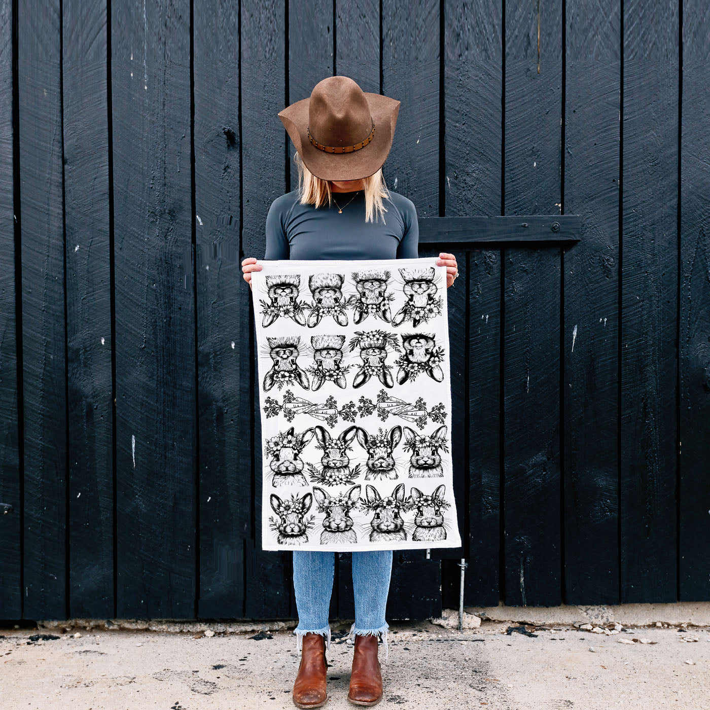 B&W Bunnies Towel