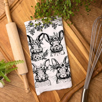 B&W Bunnies Towel