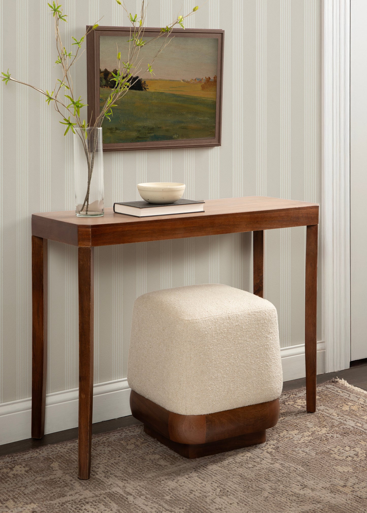 Sabri Square Ottoman Fabric and Wood