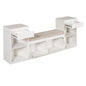 Entryway Storage Bench With Cushion, Drawers & Open Shelves