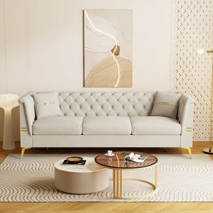 Contemporary Faux Sherpa Fabric Sofa With Pillows