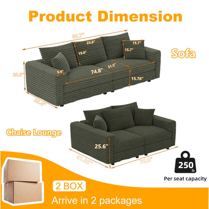 4 Seat Modern Comfy Upholstered Sofa Cloud Couch