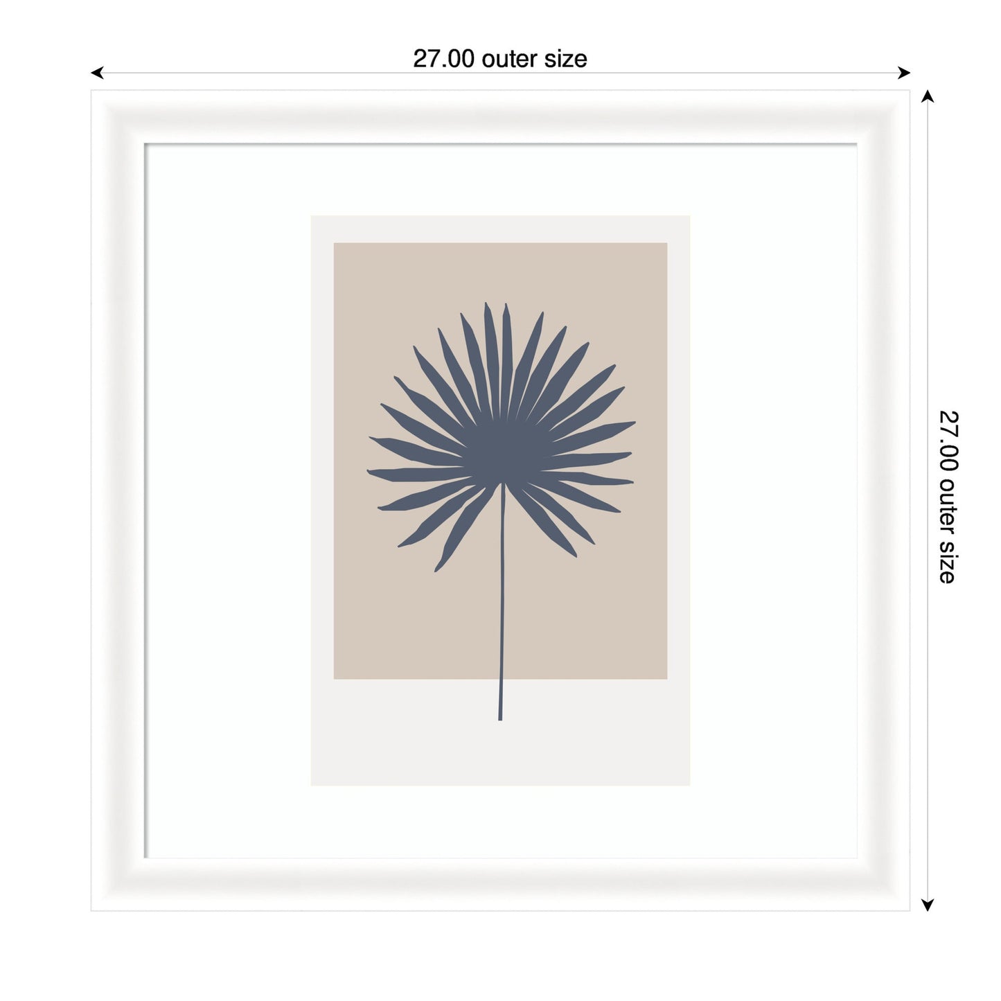 Muted Tan and Blue Colorblock Botanical Palm by The Creative Bunch Studio Framed Wall Art Print