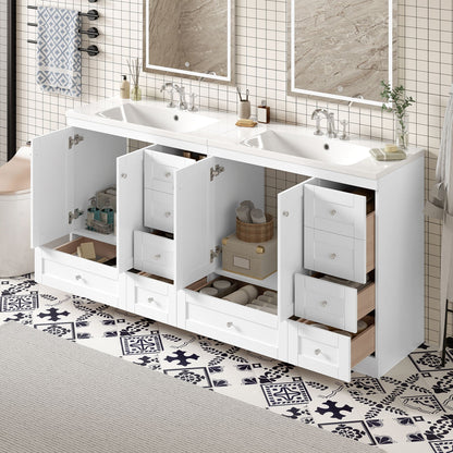 Shaker Free Standing Bathroom Vanity Cabinet & Sink, Soft Close Drawers, Soft Close Doors