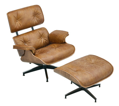 Luxury Lounge / Office Chair with Ottoman – Top Grain Leather