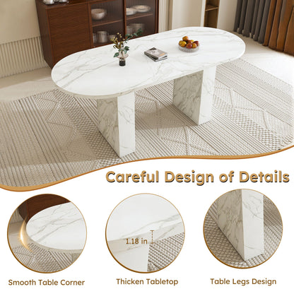 Oval Dining Table With Wood Strip Base