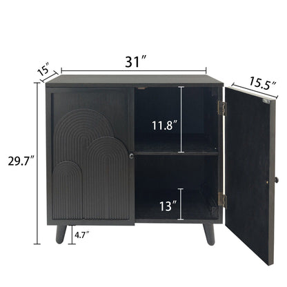 2 Door Accent Cabinet Storage Cabinet With Adjustable Shelf - Black