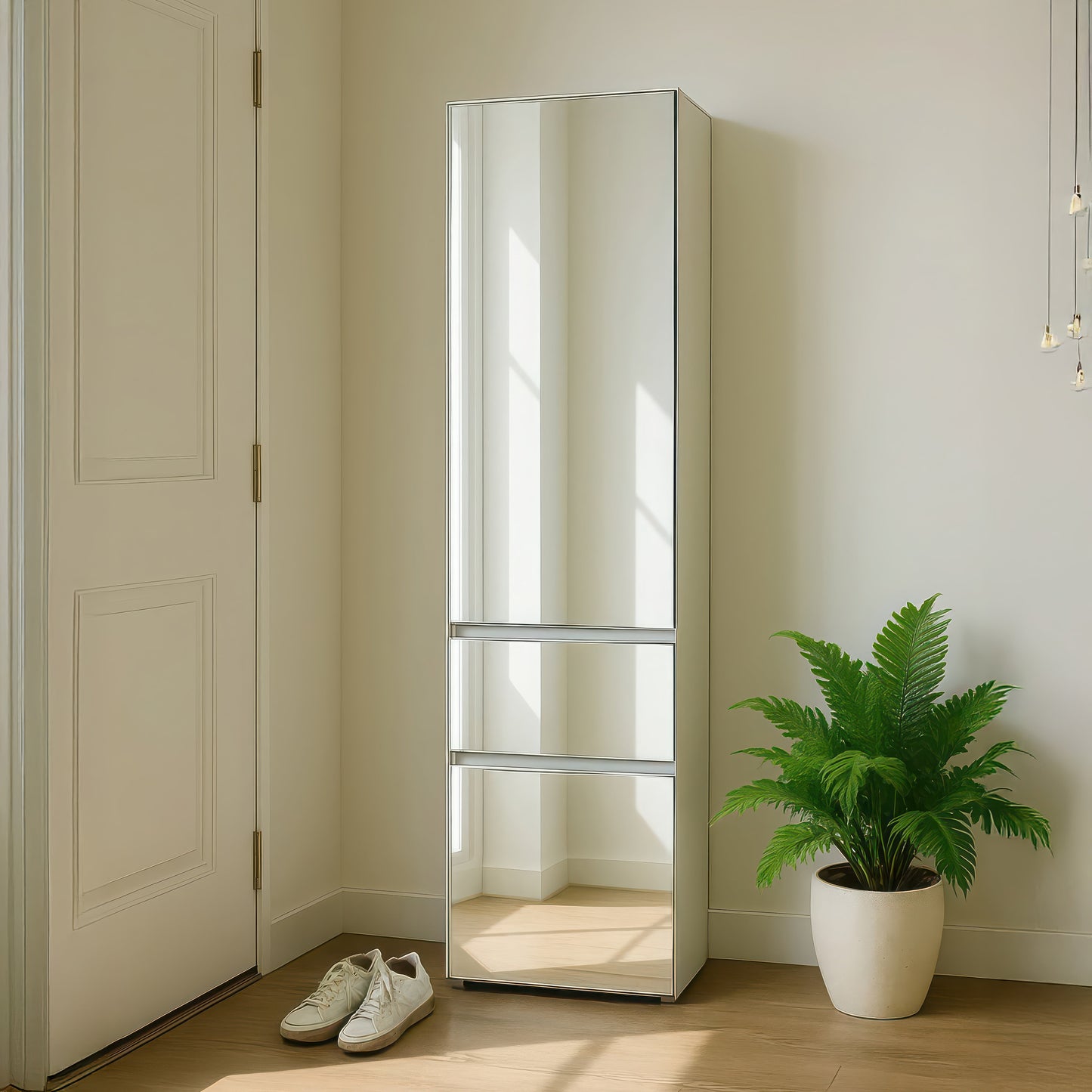 Elise Slim Modular Wood Closet Cabinet with Mirror