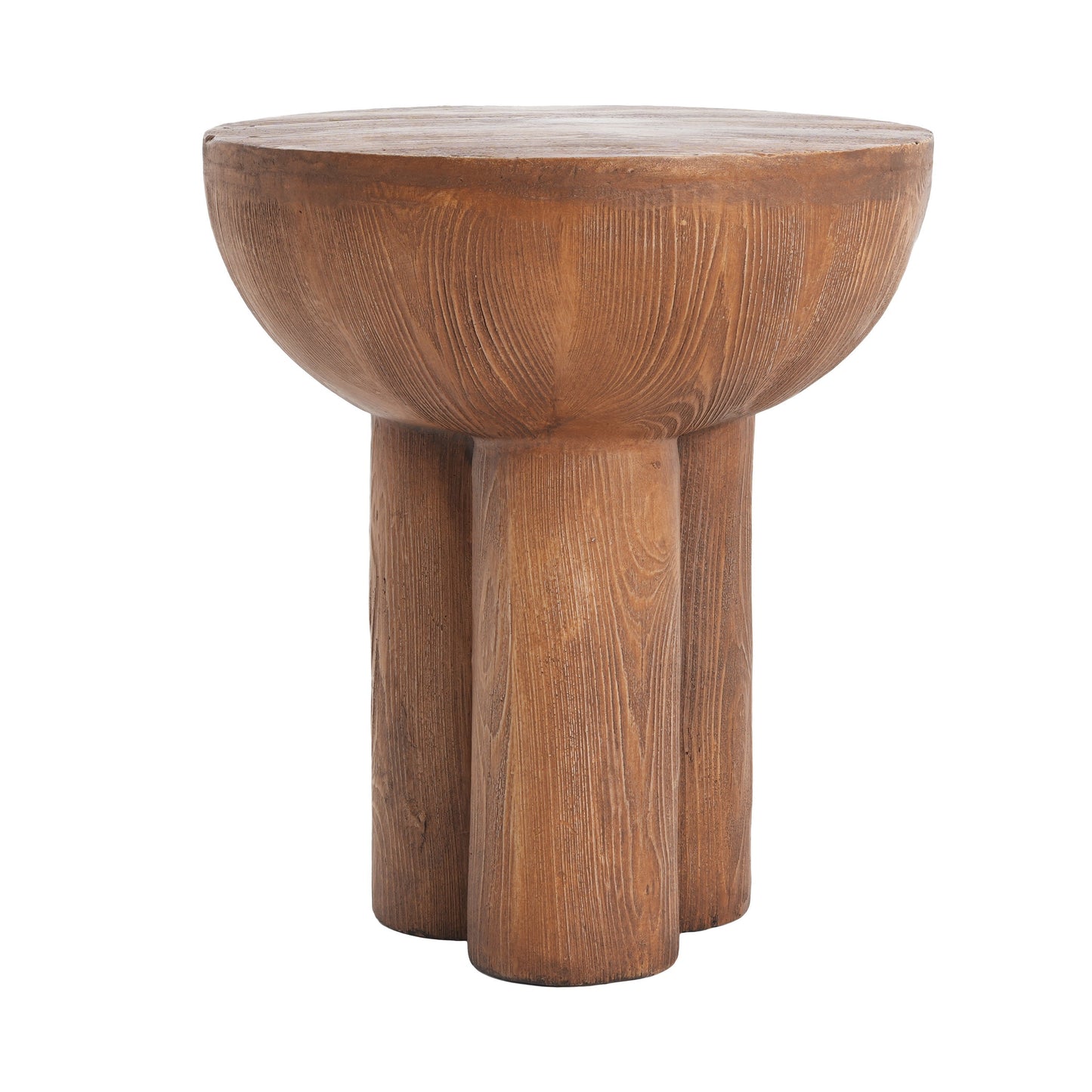 Iris Outdoor Patio Three-Legged Wood-Grain Side Table