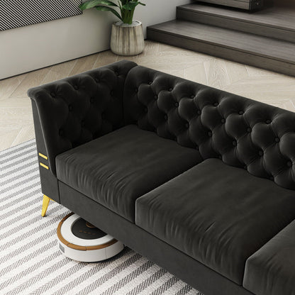 Luxurious Sofa With Legs, Modern Chesterfield Design, Tufted Upholstery, 3 Seat Couch For Living Room And Office