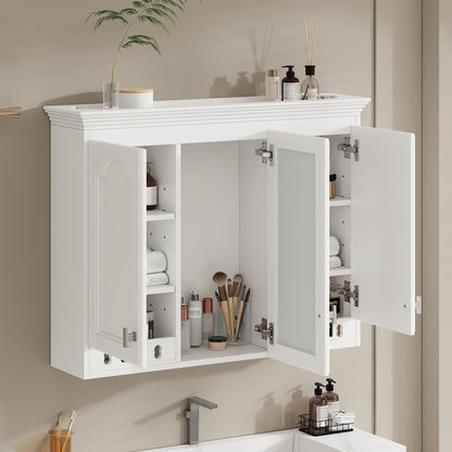 Wall Mount Mirror Cabinet With Adjustable Shelves, Soft Closing Hinges