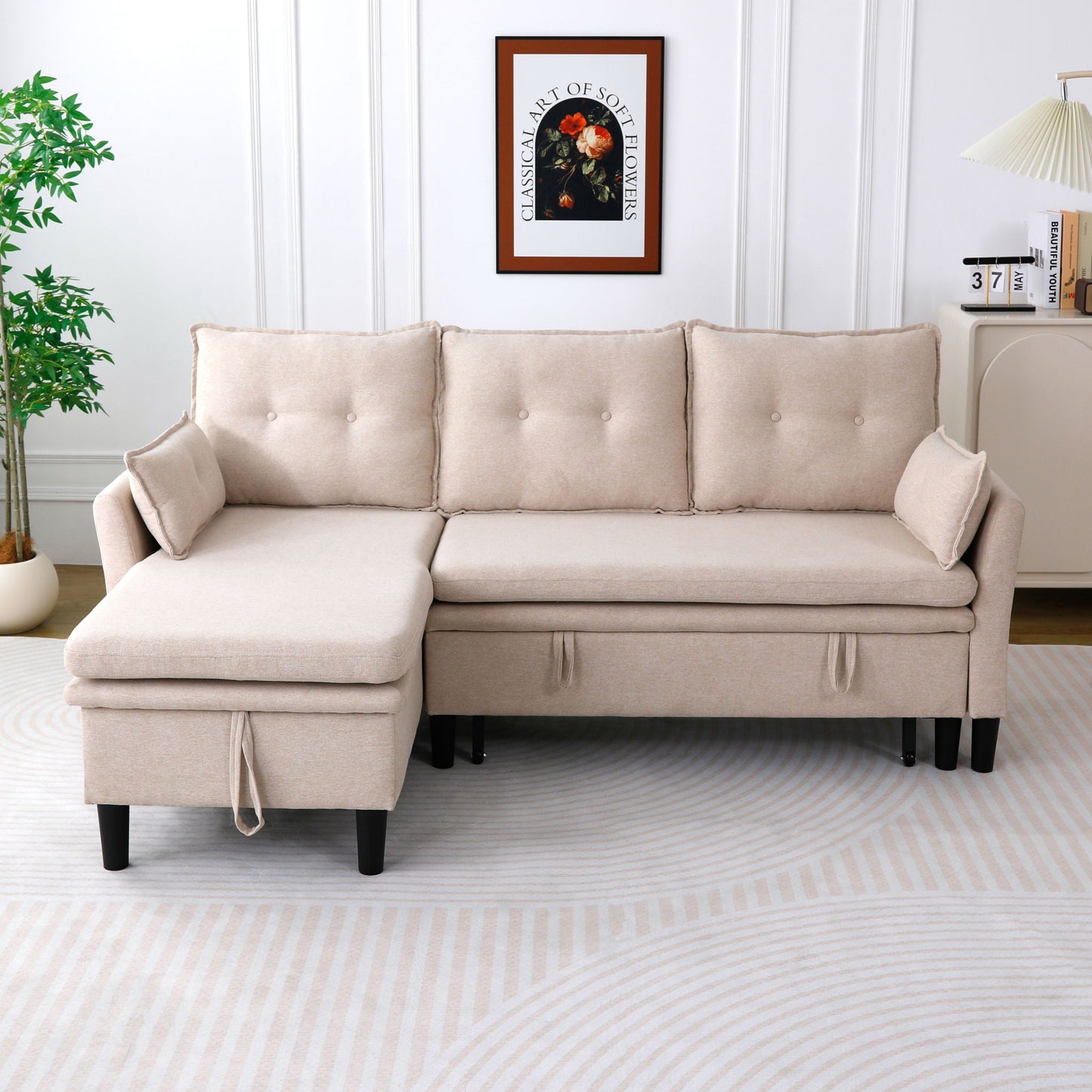 L-Shaped Reversible Chaise Sectional Sofa With Storage