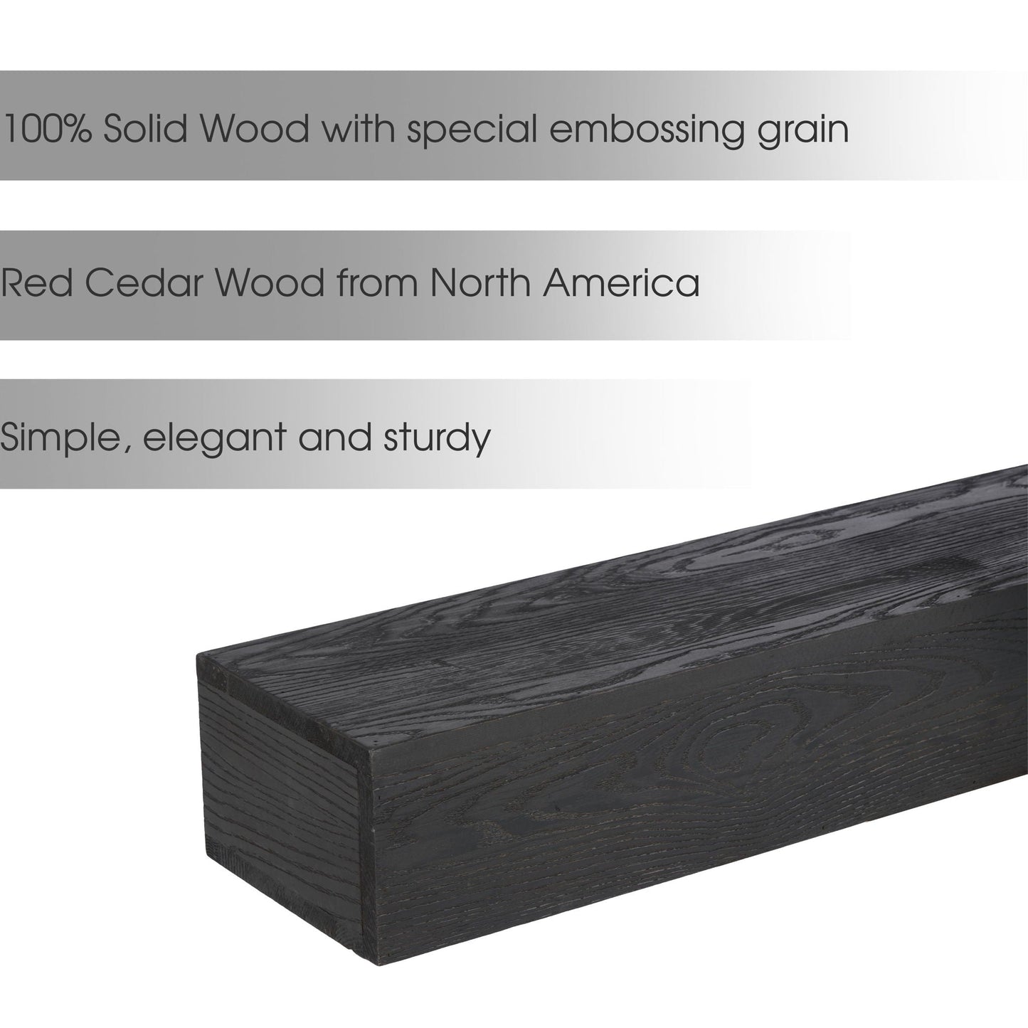 48'' Embossed Fireplace Mante, Wall Mounted Floating Shelf - Black