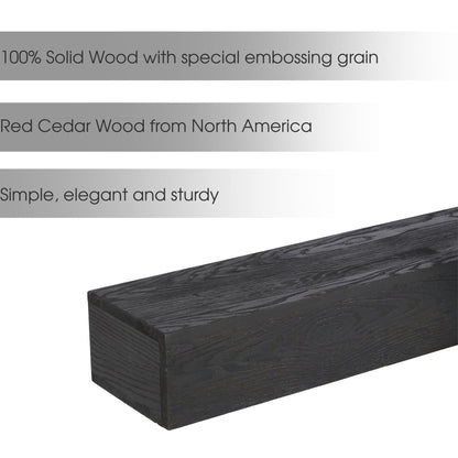 48'' Embossed Fireplace Mante, Wall Mounted Floating Shelf - Black