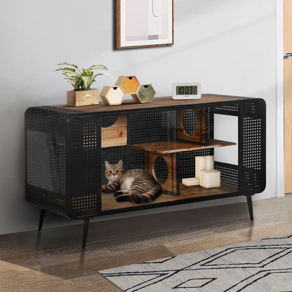 Modern Spacious Cat House Black + Brown