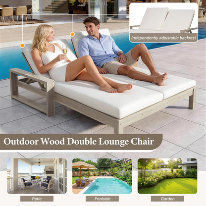 Outdoor Double Lounge Chair With 5 Position Adjustable Backrest