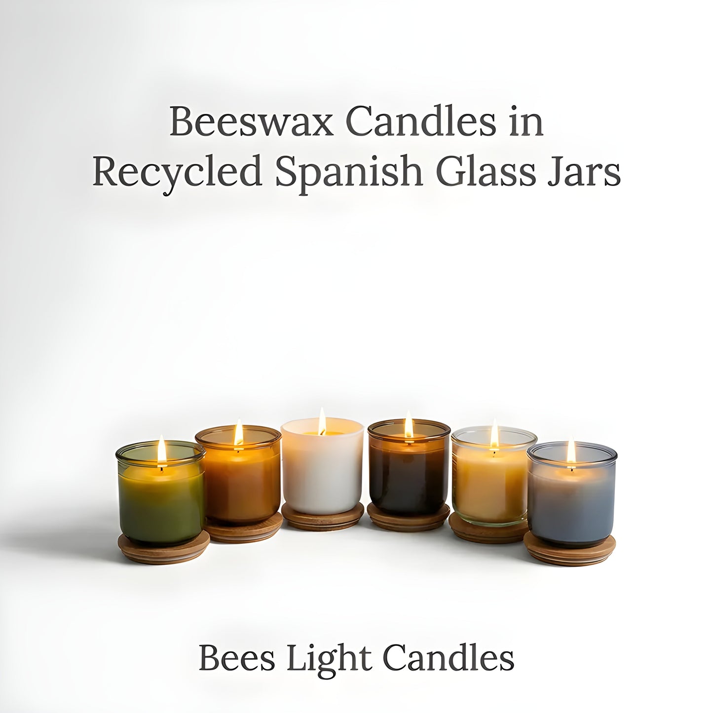 USA Beeswax Jar Candle in 10 Oz Spanish Recycled Glass Bamboo Lid