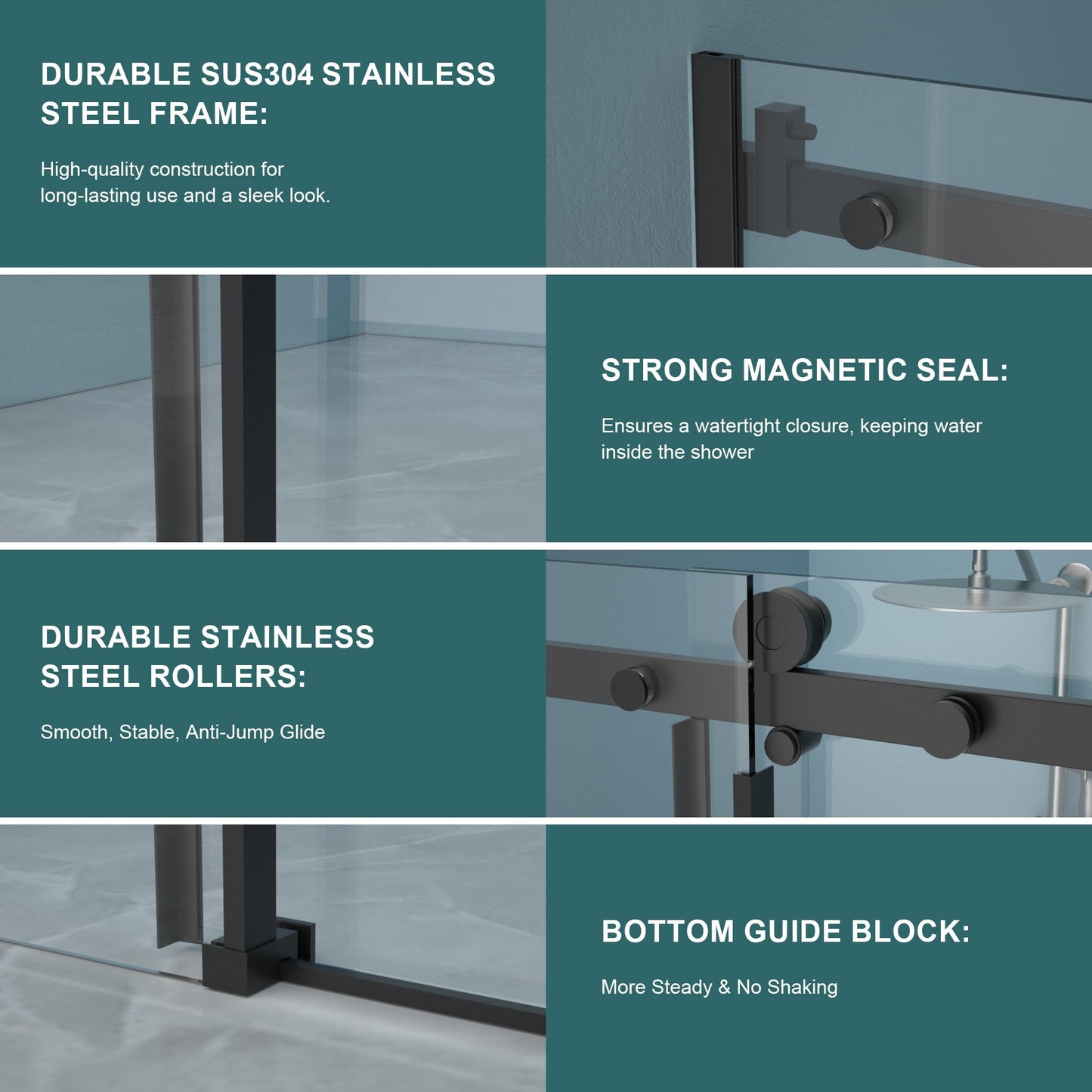 48"W x 76"H Single-Slide Shower Door - 8mm Tempered Glass
