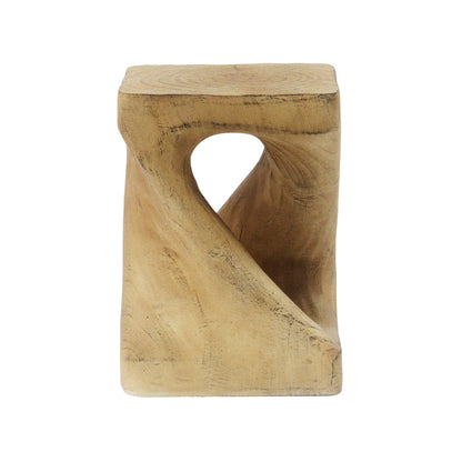 MGO Twisted Side Table | Wood-Look Texture, Indoor & Outdoor, No Assembly