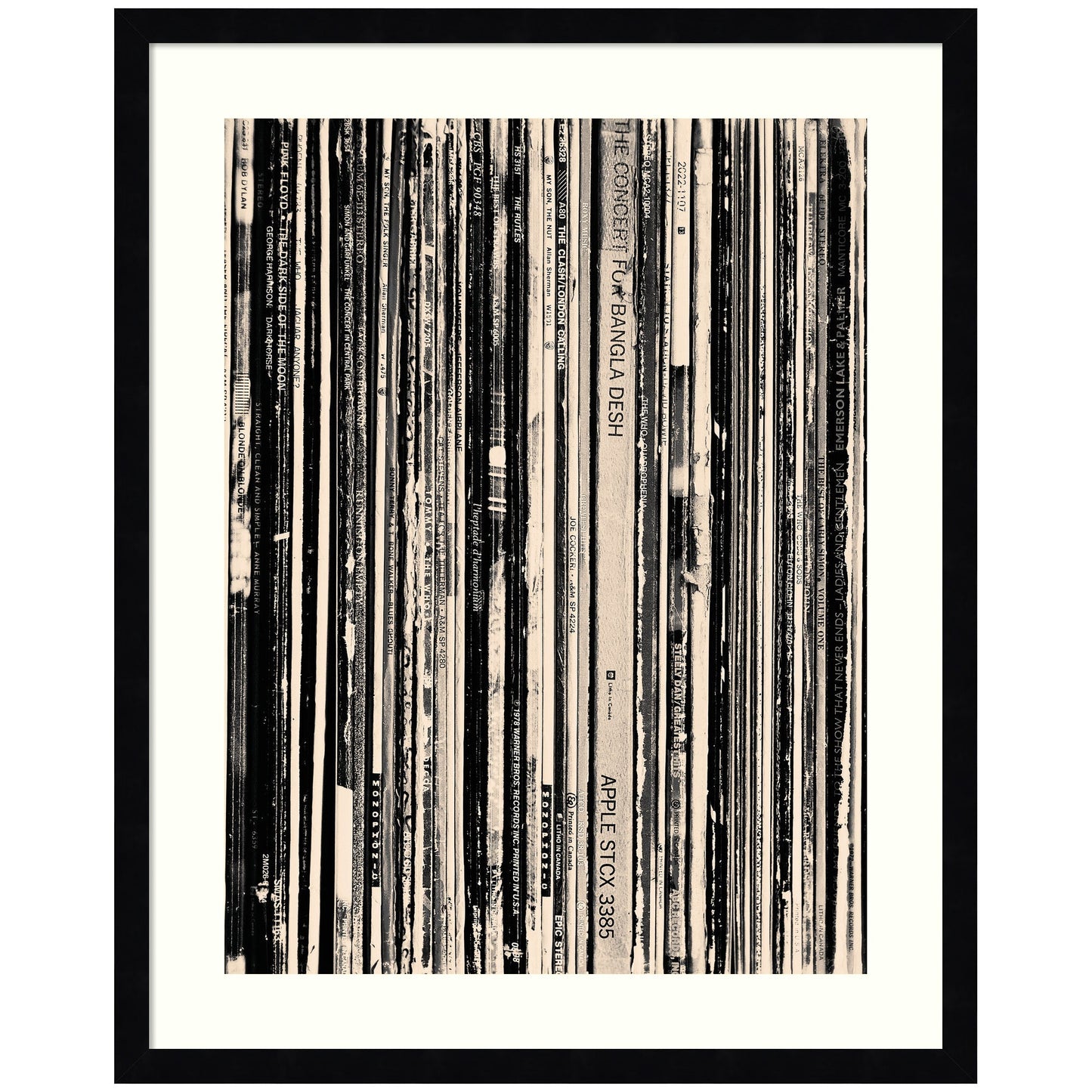 33 RPM Black and White by Robert Cadloff Framed Wall Art Print