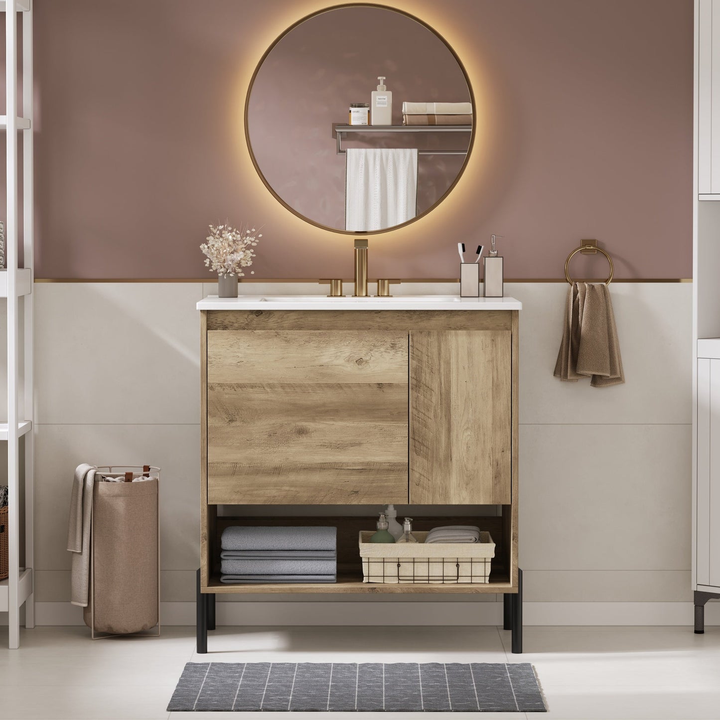 30" Modern Wood Fixture Bathroom Vanity
