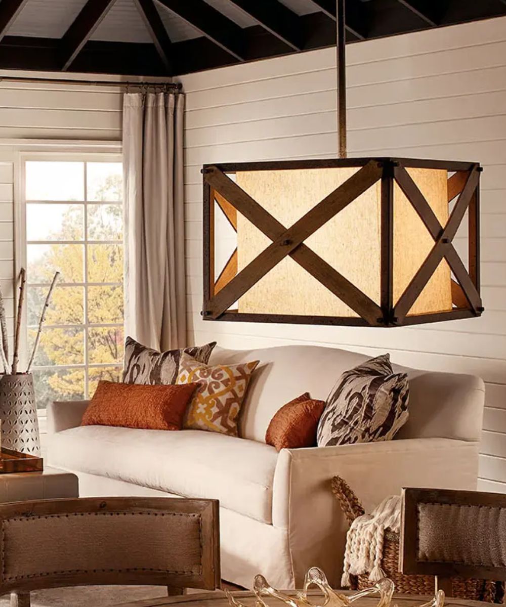 Cahoon 16"W 1-Light Anvil Iron Finish Square Shade Pendant/Semi-Flush Mount Light Fixture by Kichler
