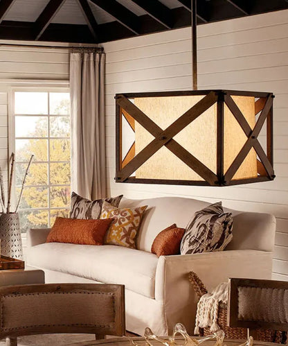 Cahoon 16"W 1-Light Anvil Iron Finish Square Shade Pendant/Semi-Flush Mount Light Fixture by Kichler