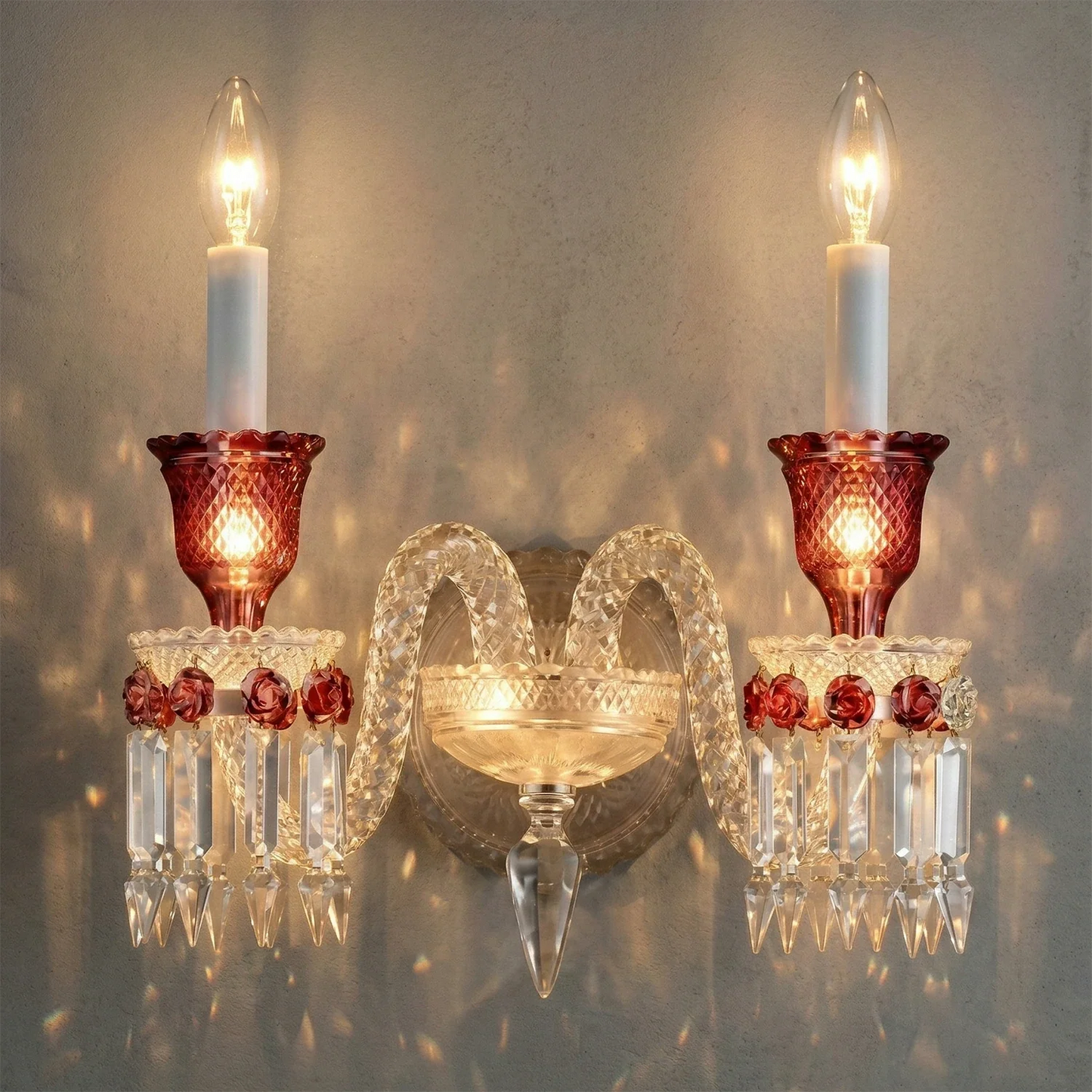 Caelum Apex Red Crystal Wall Lamp