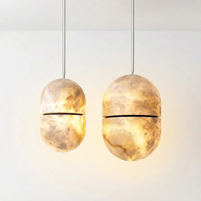Capsule Shaped Alabaster Oval Pendant Lamp