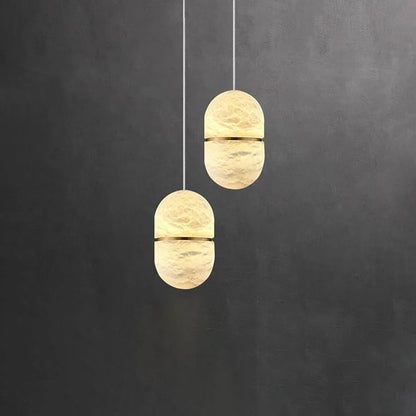 Capsule Shaped Alabaster Oval Pendant Lamp