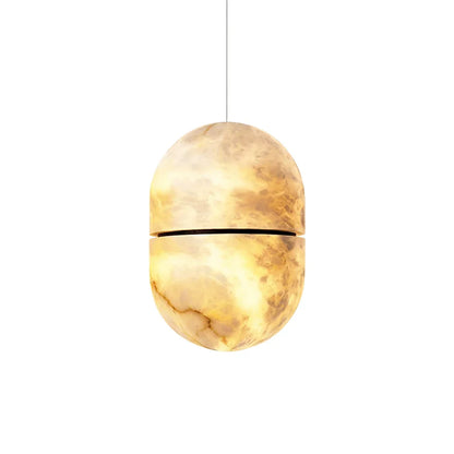 Capsule Shaped Alabaster Oval Pendant Lamp