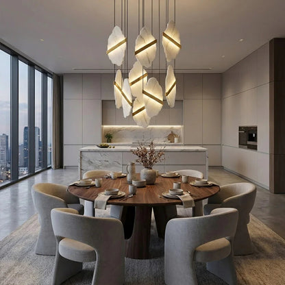 Cascading Alabaster Slab Chandelier