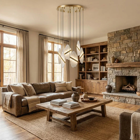 Cascading Alabaster Slab Chandelier