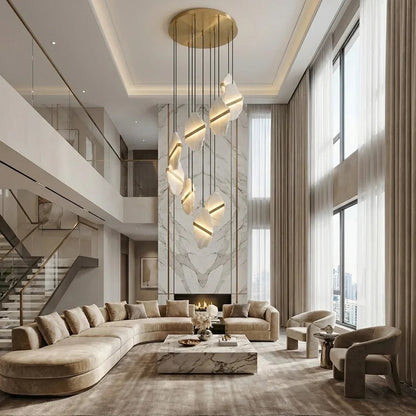 Cascading Alabaster Slab Chandelier