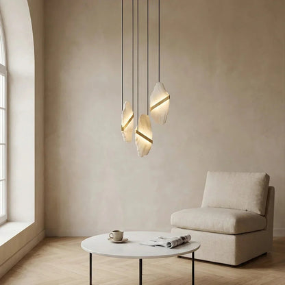 Cascading Alabaster Slab Chandelier