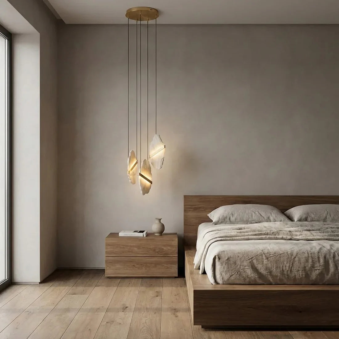 Cascading Alabaster Slab Chandelier