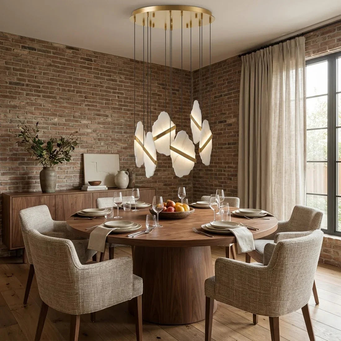 Cascading Alabaster Slab Chandelier