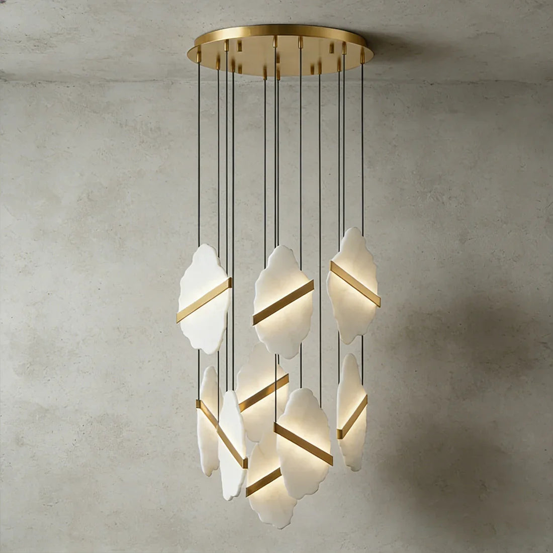 Cascading Alabaster Slab Chandelier