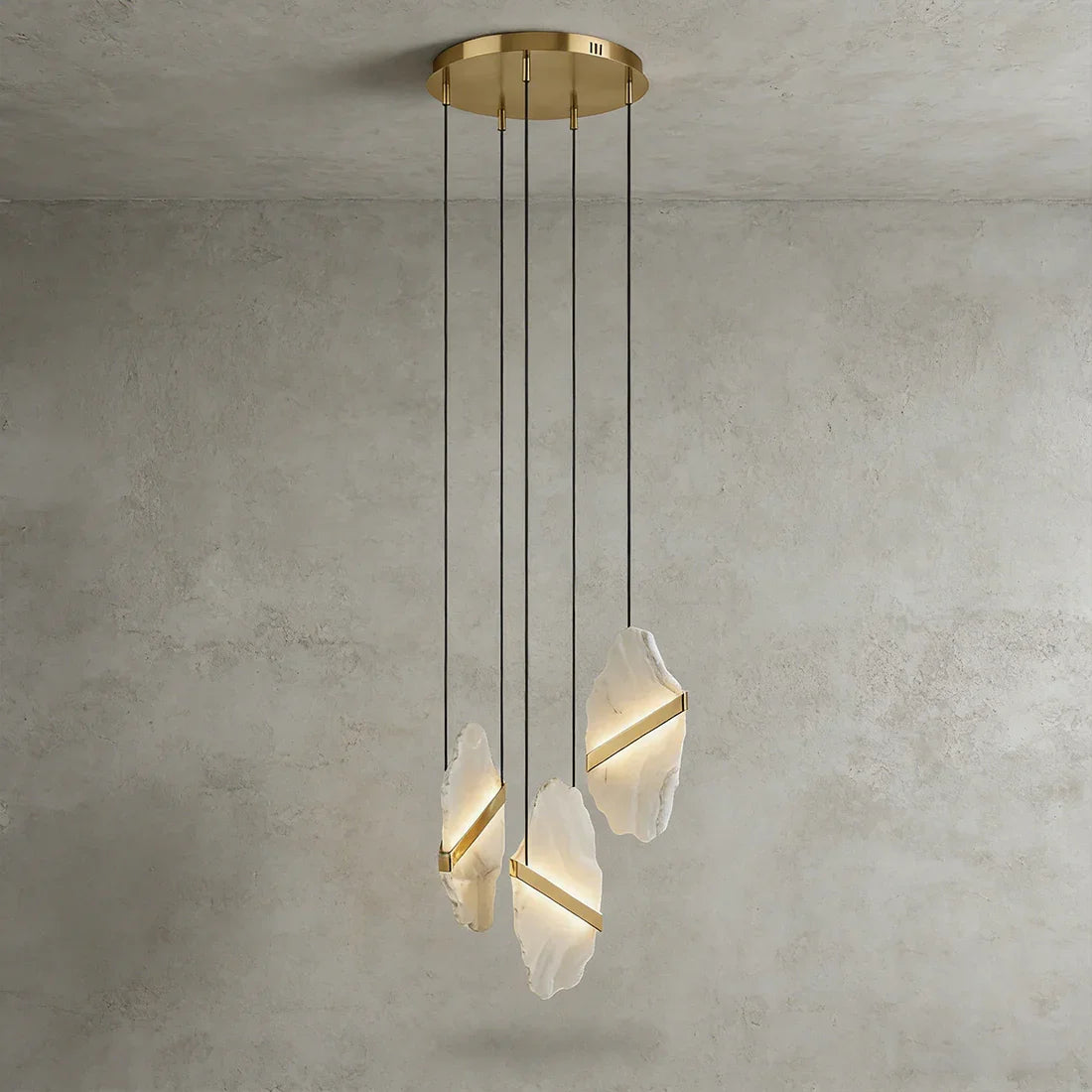 Cascading Alabaster Slab Chandelier
