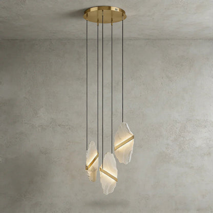 Cascading Alabaster Slab Chandelier